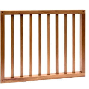 Superprijs Hardhouten spijlenhek/ -poort, 100 x 80 cm. Frame 4,5 x 7 cm, spijlen 2 x 3 cm.