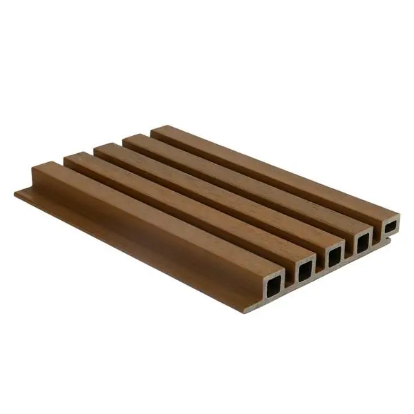 Express Levering NewTechWood HKC co-extrusie wand bekleding castellation 25 profiel, 2,5 x 19,6 x 290 cm, Teak.