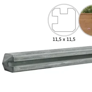 Rechtstreeks Van De Fabrikant Betonpaal met sleuf en diamant kop t.b.v. schutting 11,5 x 11,5 x 278 cm, grijs hoekpaal, ongecoat.