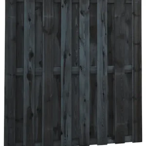 Naaldhout geschaafd plankenscherm 19-planks 15 mm, 180 x 180 cm, recht, geïmpregneerd en zwart gespoten. Hoge Kwaliteit