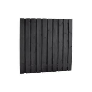 Naaldhout geschaafd plankenscherm 21-planks 15 mm, 180 x 180 cm, recht, geïmpregneerd en zwart gespoten. Lage Kosten