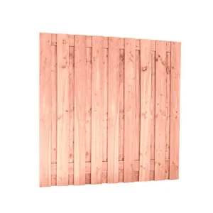Douglas fijnbezaagd plankenscherm 21-planks 15 mm, 180 x 180 cm t.b.v. betonsysteem, onbehandeld. Flitsaanbieding