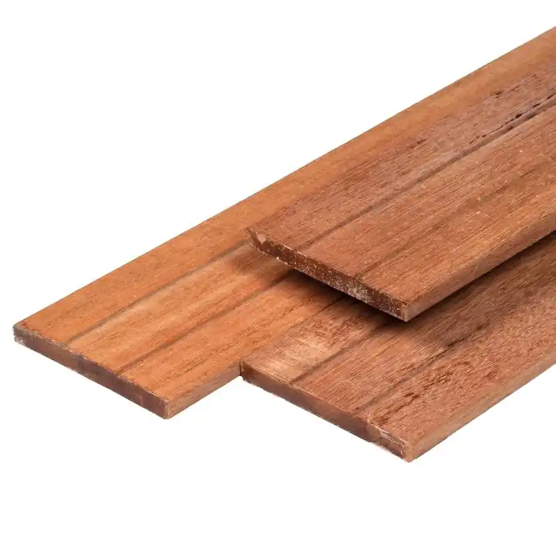 Koop Online Keruing hardhout plank 1,5 x 14,0 x 275 cm kunstmatig gedroogd, geschaafd, 1 zijde 2 V-groeven, 4 ronde kanten