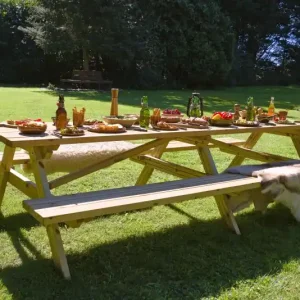 Op = Op Picknicktafel Superieur 300 cm vuren gedroogd, groen geïmpregneerd