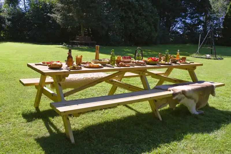 Op = Op Picknicktafel Superieur 300 cm vuren gedroogd, groen geïmpregneerd