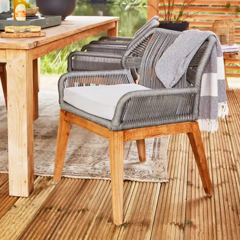 Teak stoel Granada met kussen (set van 2 stoelen) Lage Kosten