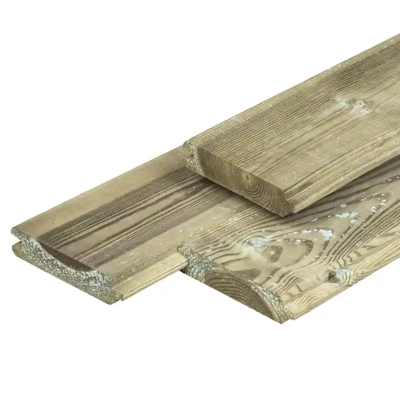 Grenen blokhutprofiel 2,8 x 12,5 x 360 cm, gedroogd, groen geïmpregneerd geschaafd Gratis Retour