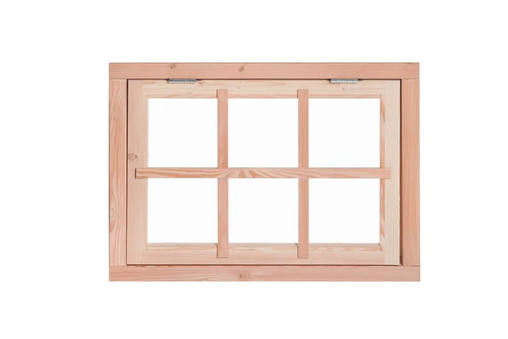 Douglas uitzetraam 6-ruits B90 x H70cm, incl. 2 soorten roedes, RVS raambeslag, tochtrubber Premium