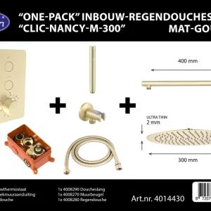 Tijdelijk Beschikbaar Best-design "one-pack" inbouw-regendoucheset "clic-nancy-m-300" mat-goud