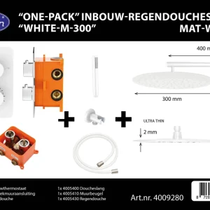 Best-design "one-pack" inbouw-regendoucheset "white-m-300" Direct Verzonden