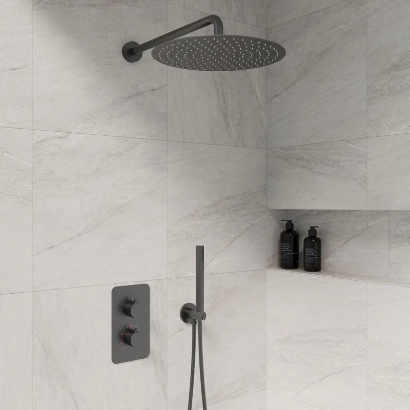 Best-design "one-pack" inbouw-regendoucheset "moya-m-300" gunmetal Superprijs