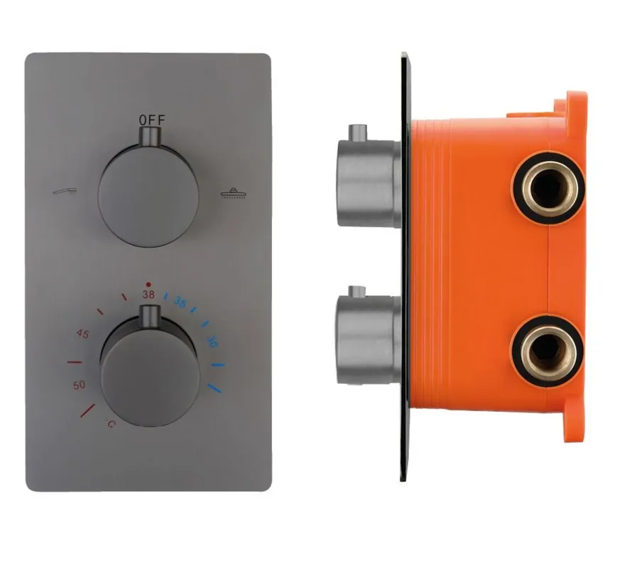 Best-design "moya" inbouwthermostaat & inb.box 2-weg 1/2" gunmetal Veilige Betaling