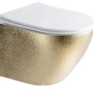Best-design "royal-gold-49" wandcloset zonder-spoelrand krokodil motief incl. zitting glans-goud / w Premium