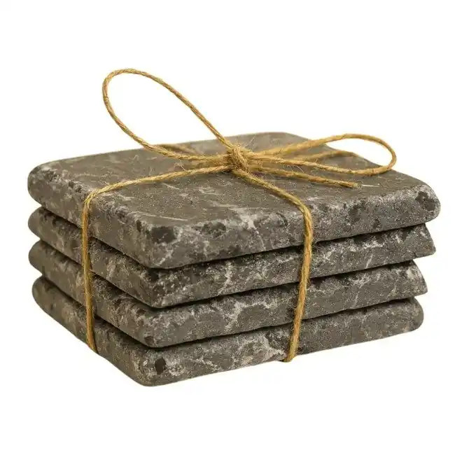 10x10 cm Nero Marquina Antiek natuurstenen onderzetters (set van 4 stuks) Koopje