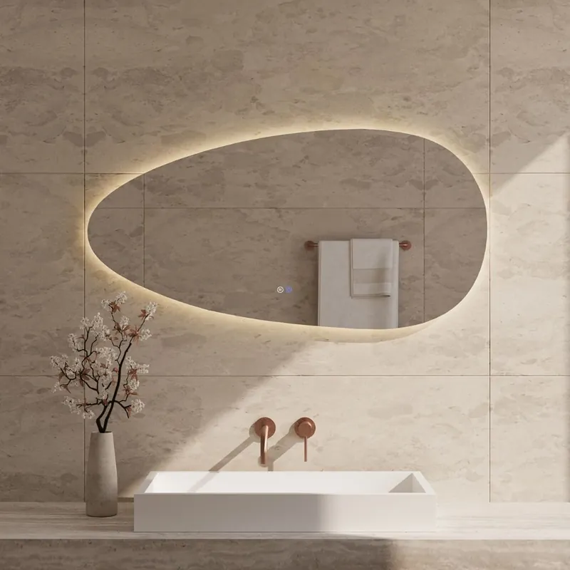 Veilige Betaling Best-design "boloo" spiegel incl.verwarming, 3 kleuren led verlichting dimbaar 120x60 cm