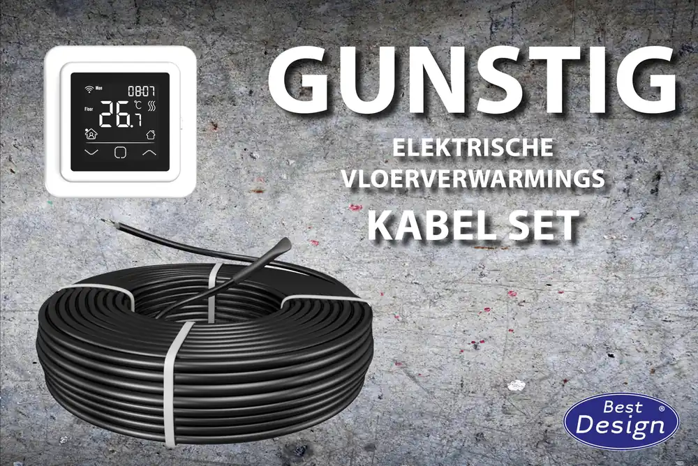 Seizoensaanbieding Best-design "gunstig" vloerverwarmings kabel set 58,8 mtr 1000 watt