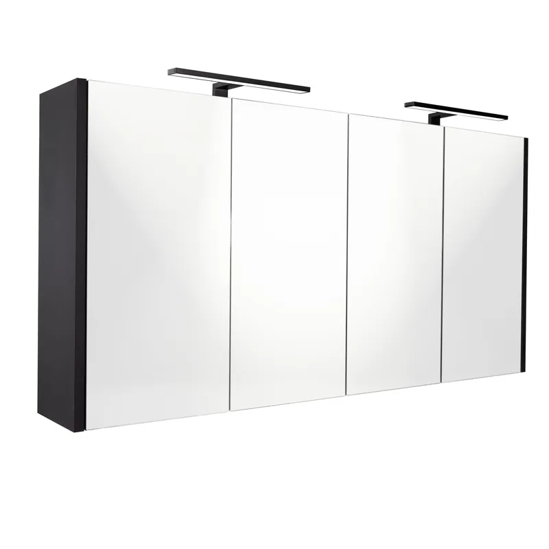 Gereduceerde Prijs Best-design "happy-black" mdf spiegelkast + 2 x verlichting 120x60cm