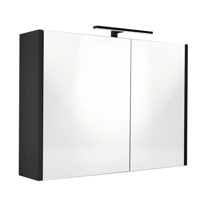 Best-design "happy-black" mdf spiegelkast + verlichting 80x60cm Gereduceerde Prijs