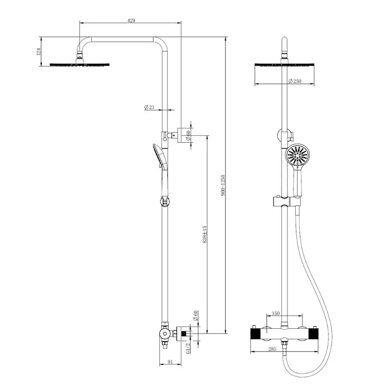 Best-design "high-end nero" rvs-304 thermostatische regendouche opbouwset mat-zwart Meest Verkocht