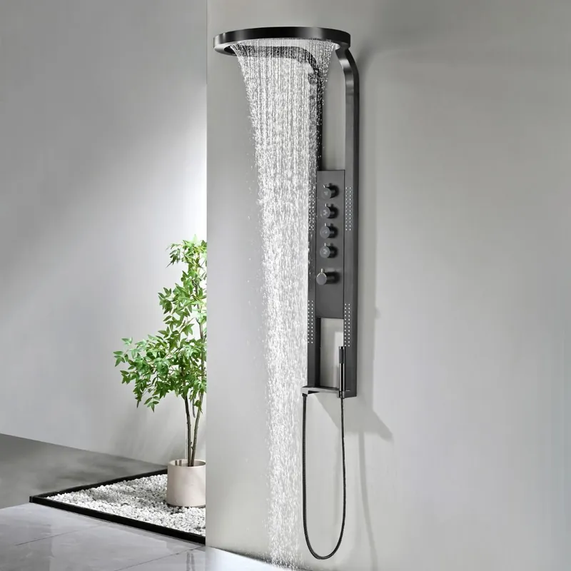 Bestel Nu Best-design "moya-future" thermostatisch douchepaneel 1440x220/520mm gunmetal