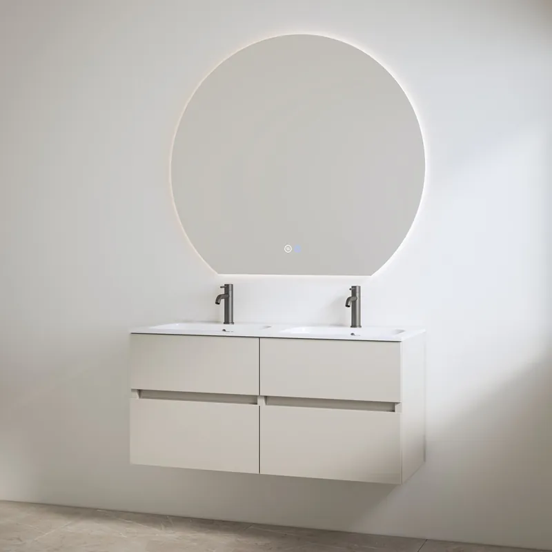 Shop Nu Best-design badkamermeubelset "bora" mat-taupe onderkast + duo wastafel met 2 kraangaten 120cm