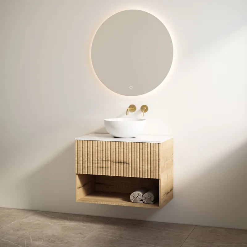 Snelle Levering Best-design badkamermeubelset "rigatti-60" halifax onderkast + glans-wit meubelblad 60 cm