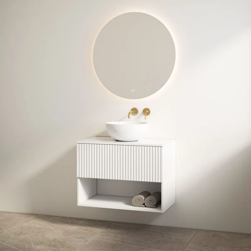 Best-design badkamermeubelset "rigatti-60" mat-wit onderkast + glans-wit meubelblad 60 cm Favoriet