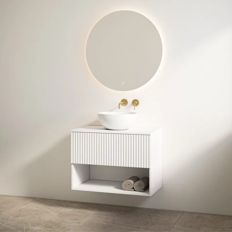 Direct Beschikbaar Best-design badkamermeubelset "rigatti-60" mat-wit onderkast + mat-wit meubelblad 60 cm