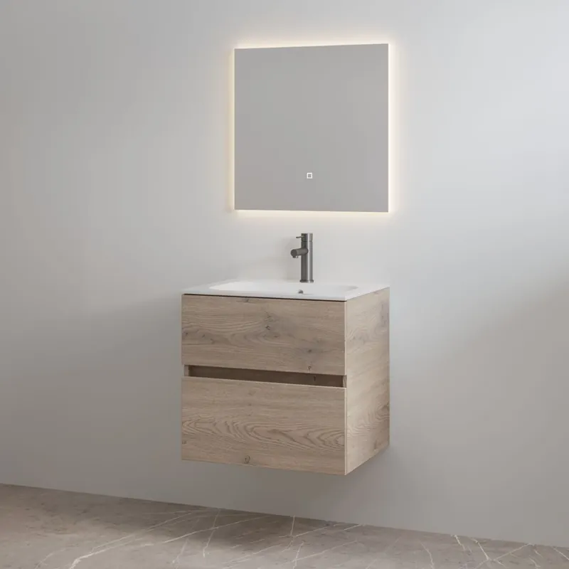 Best-design badkamermeubelset "splash-60" frosted brown onderkast + wastafel met kraangat 60cm Koopje