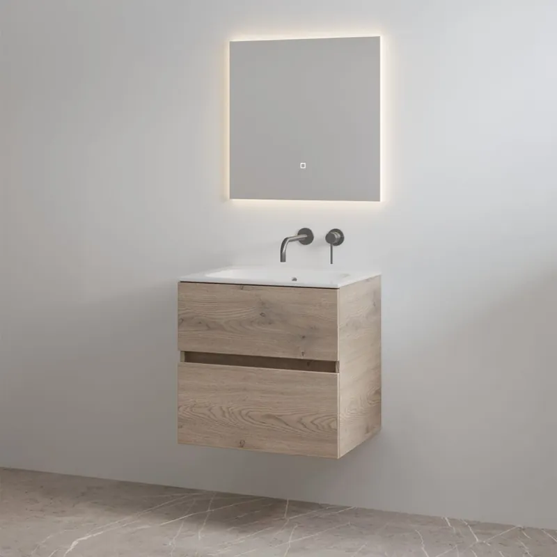 Laatste Versie Best-design badkamermeubelset "splash-60" frosted brown onderkast + wastafel zonder kraangat 60cm