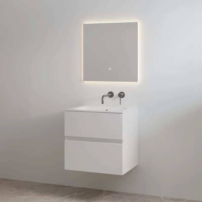 Favoriet Best-design badkamermeubelset "splash-60" glans-wit onderkast + wastafel zonder kraangat 60cm