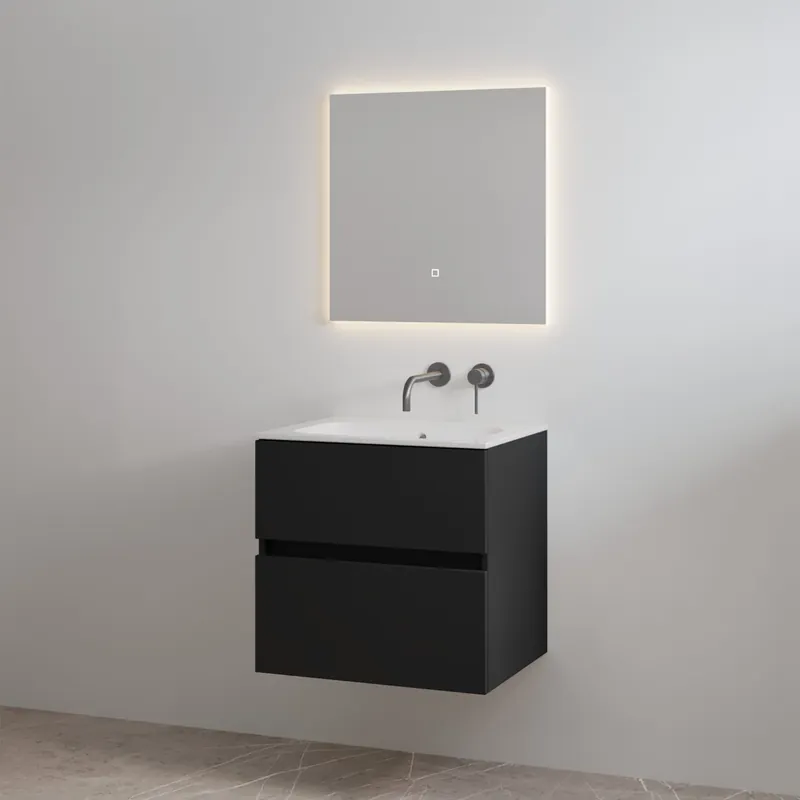 Bestseller Best-design badkamermeubelset "splash-60" mat-zwart onderkast + wastafel zonder kraangat 60cm