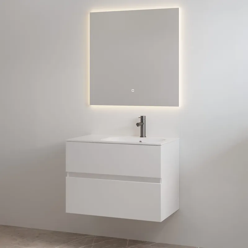 Best-design badkamermeubelset "splash-80" glans-wit onderkast + wastafel met kraangat 80cm Bestel Nu