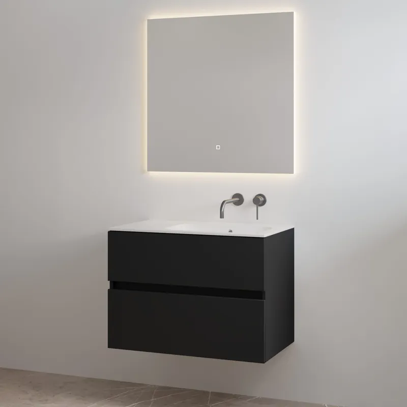 Betaalbaar Best-design badkamermeubelset "splash-80" mat-zwart onderkast + wastafel zonder kraangat 80cm