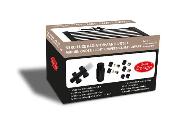 Speciale Aanbieding Best-design nero-luxe radiator-aansluitset "midden onder recht" universeel mat-zwart (ds-bruin)