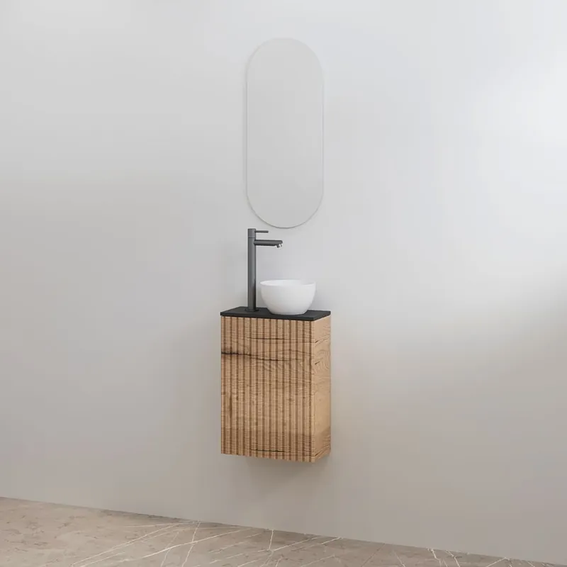 Best-design toiletmeubelset "mali" halifax onderkast + mat-zwart meubelblad Koopje