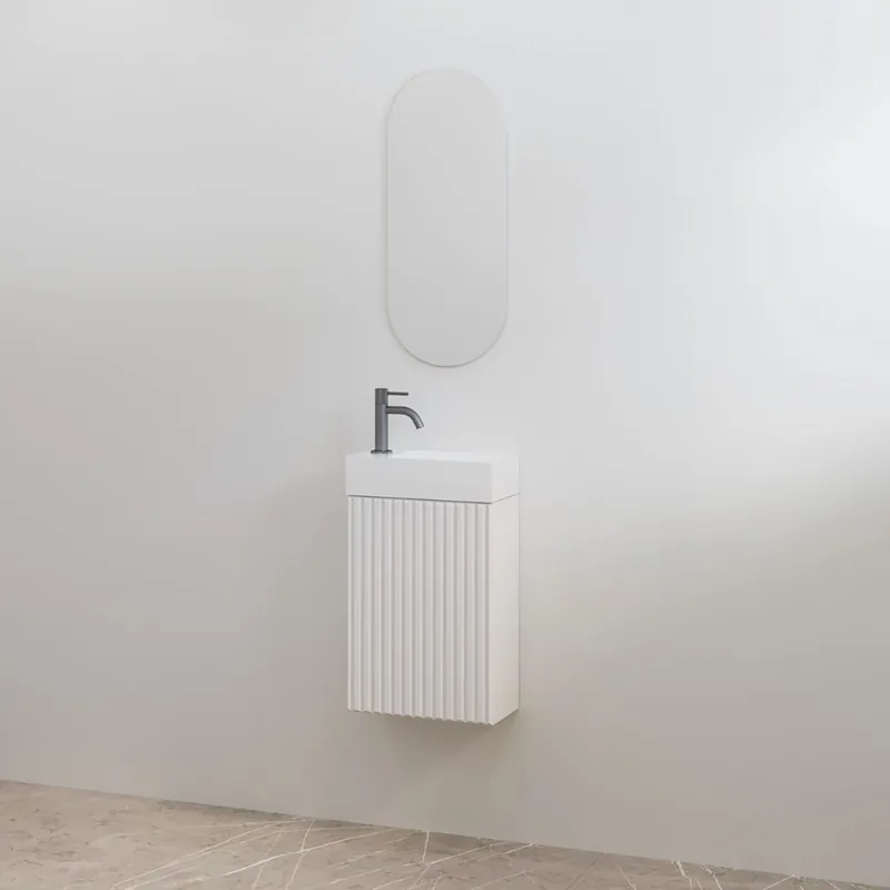 Veilige Betaling Best-design toiletmeubelset "mali" mat-wit onderkast + glans-wit fontein l&r met kraangat