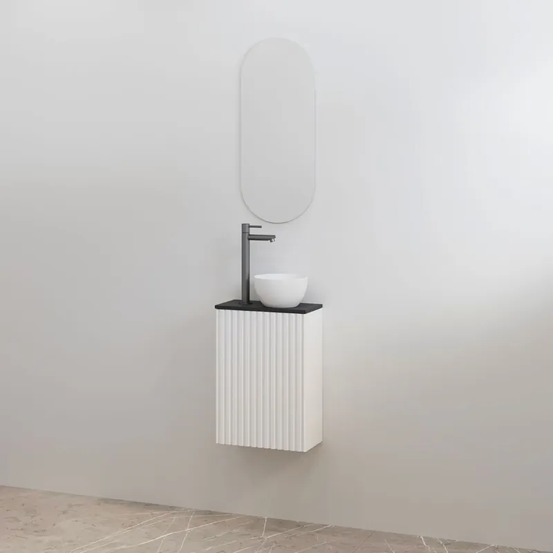 Direct Verzonden Best-design toiletmeubelset "mali" mat-wit onderkast + mat-zwart meubelblad