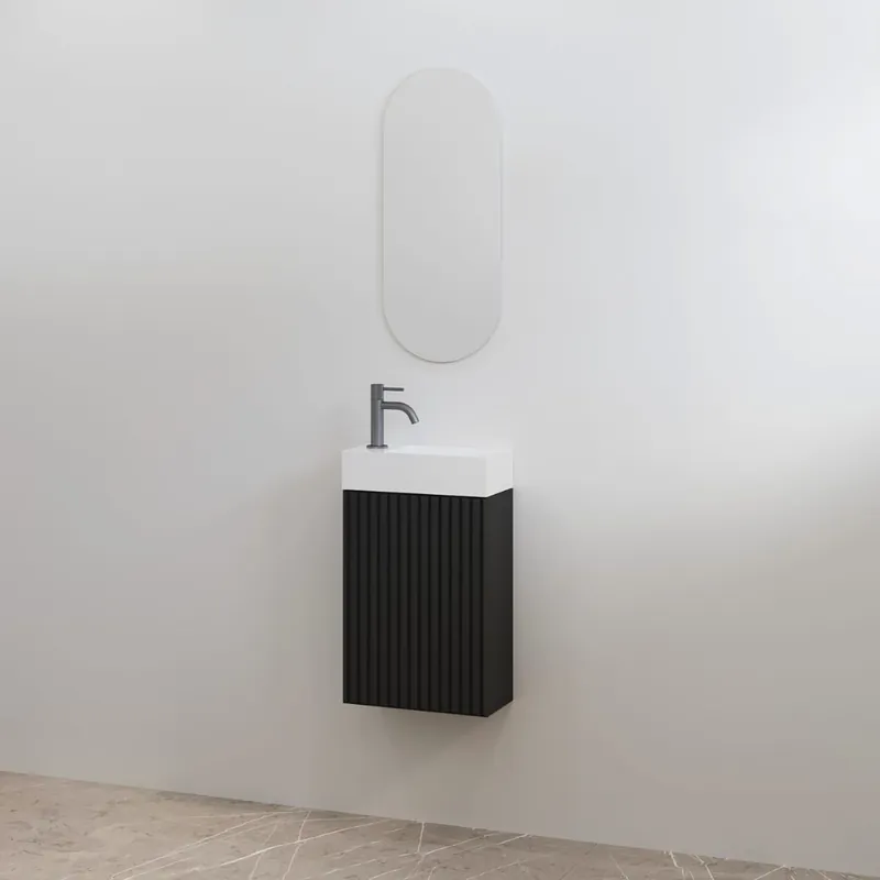 Best-design toiletmeubelset "mali" mat-zwart onderkast + glans-wit fontein l&r met kraangat Betrouwbaar