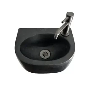 Fonteinset gustav hardsteen met gun metal kraan en sifon Fabrieksprijs