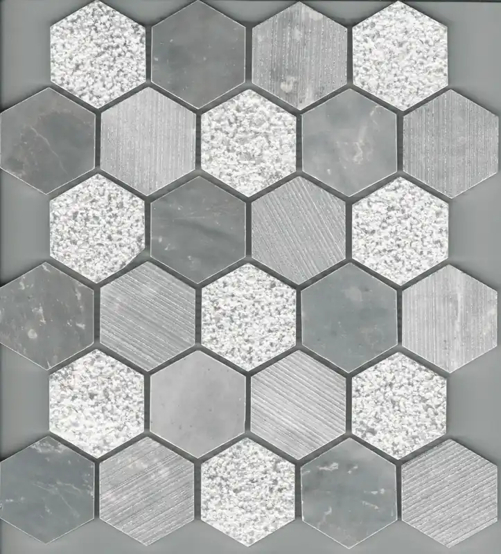 Mosaic stone hexagon chip 5,3x5,3 cm (30x30cm) Koopje