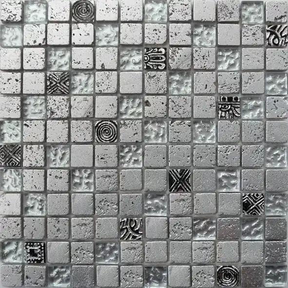 Beperkt Aanbod Mozaiek bonito bo.003 silver 2,3x2,3 cm (29,5x29,5cm)