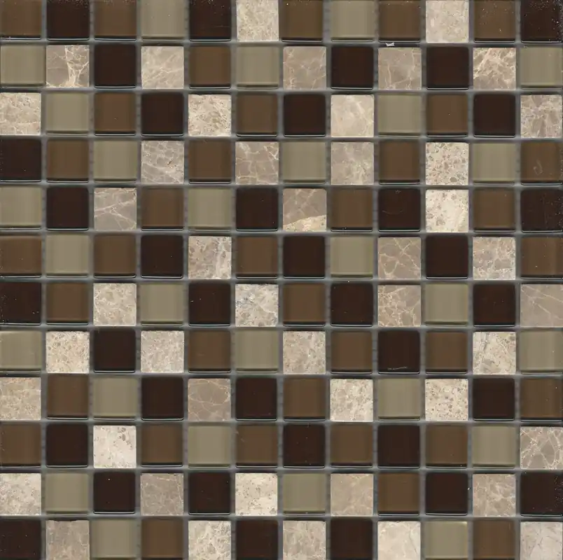 Aanbieding Mozaiek mos 23mm bruin beige 2,3x2,3 cm (30x30cm) (sample)
