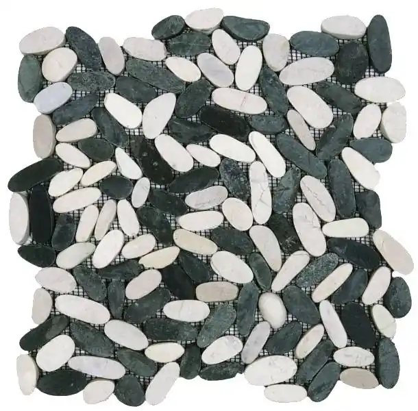 Mozaiek pebblestone mix white-black 29,4x29,4 cm Lage Prijs