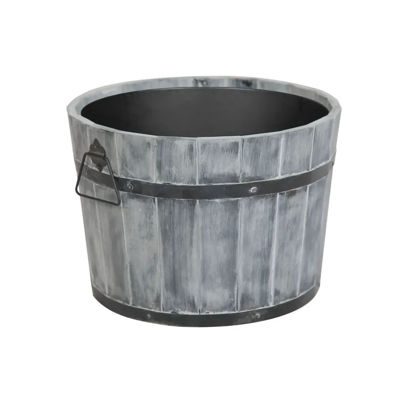 Exclusieve Aanbieding Plantenbak kuip grijs S 37xh26 plastic bak met Acacia fsc hout