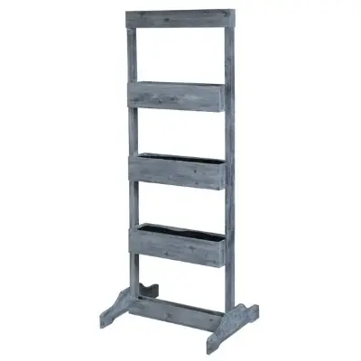 Rechtstreeks Van De Fabrikant Plantenbak verticale tuinbalkon grijs 50x58xh150 acacia fsc
