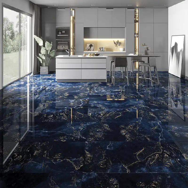 Tegels Marmerlook Luck Blue 60x120cm Zijdeglans Actieprijs