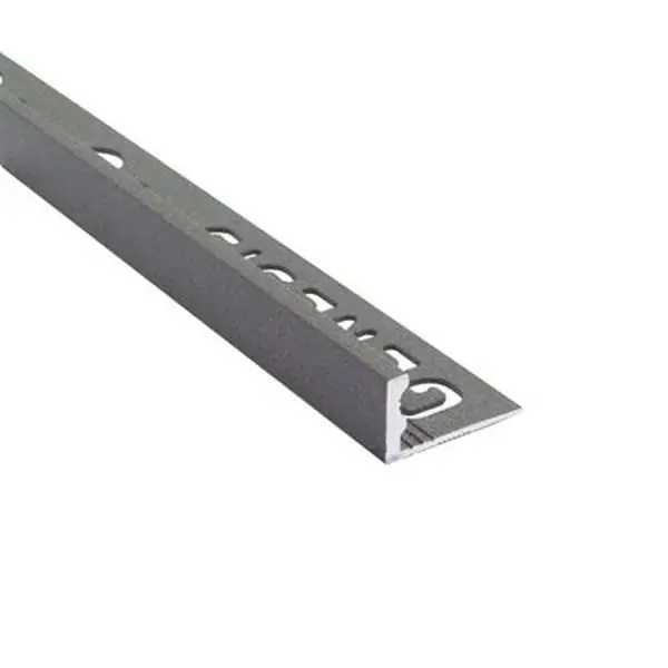 Tegelstrip esa107.435 aluminium recht - dark granite/donker grijs 2,7m x 10 mm Op = Op