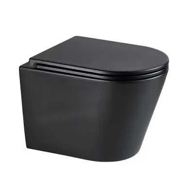 Wandtoilet Turin rimless zwart mat incl. soflclosebril Gratis Retour
