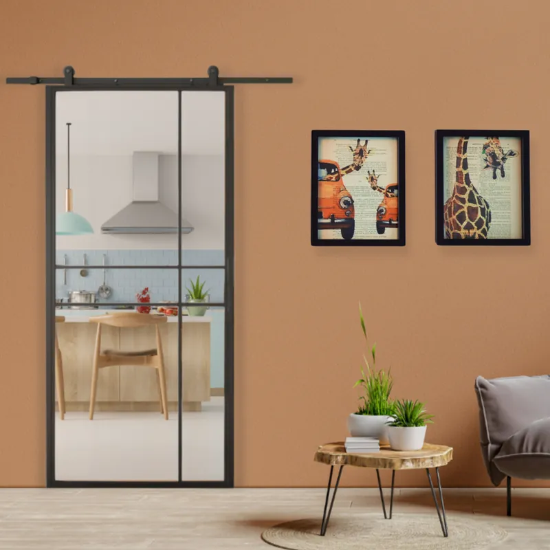 Schuifdeur staal 6 vaks modern met helder glas 100×215 cm Alleen Vandaag